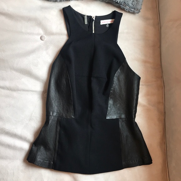 Rebecca Taylor Tops - Rebecca Taylor black leather peplum top SIZE 0